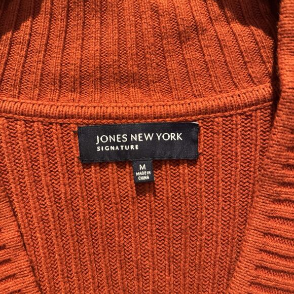 Jones New York Cozy Chic Pumpkin Spice Cardigan Sweater M Toggle Rib Knit NWT - Picture 4 of 7
